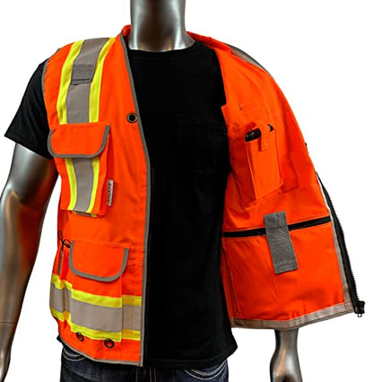 VERO1992 Class 2 Heavy Woven Two Tone Engineer Hi Viz - color: Orange, size: X-Large-XX-Large