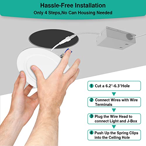HiBay 6in 4-Pack LED Recessed Lighting with J-Box, 1800lm 5000K, Dimmable - color: 5000K, size: 4 Pack