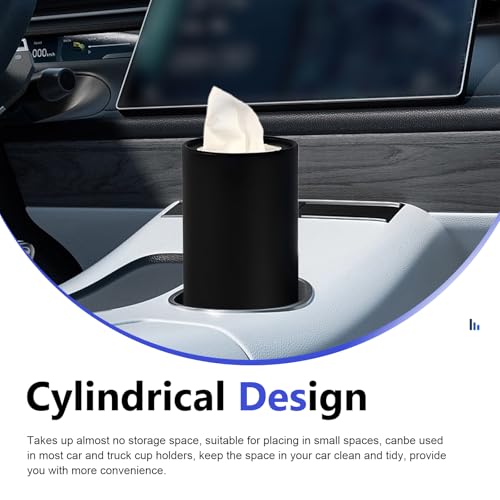 4 PCS Car Tissue Holder, Car Cup Holder Cylindrical Box, Convenient Refillable Automotive Travel Tissue Tube with 120 Sheets Facial Tissues, Universal for Most Cars (Black) - color: Black