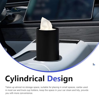 4 PCS Car Tissue Holder, Car Cup Holder Cylindrical Box, Convenient Refillable Automotive Travel Tissue Tube with 120 Sheets Facial Tissues, Universal for Most Cars (Black) - color: Black