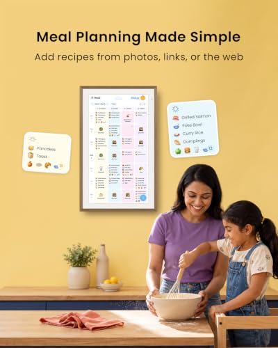 Apolosign 21.5-inch Digital Calendar, No-Subscription, Smart Wall Planner with Calendar Sync, Chore Chart, Meal, Apps & Dashboard, Electronic Touchscreen Display for Family Schedules, Dual Mode (Teak) - color: Teak