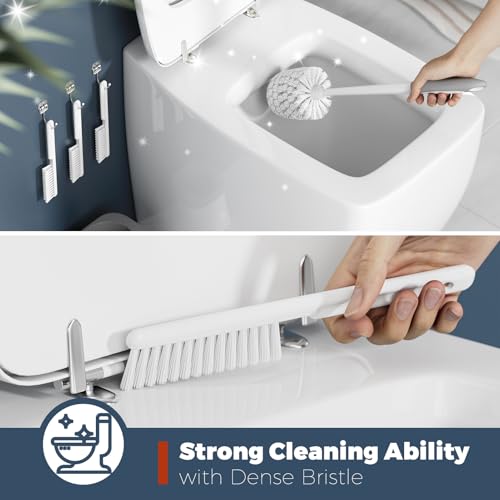 Holaloha Toilet Brush and Holder Set, Space Saving, 3 Pack, White - color: White