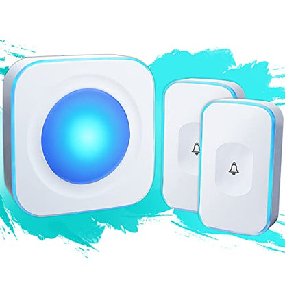 Wireless Doorbell Waterproof 1200 feet Door Bell with 2 Buttons with Different Tones Operating at 36 Melodies 4 Volume levels Flash Light 1 Receiver 2 Button White JSIEEM - color: 1 Receiver 2 Button
