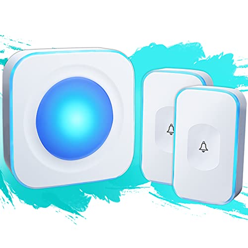 Wireless Doorbell Waterproof 1200 feet Door Bell with 2 Buttons with Different Tones Operating at 36 Melodies 4 Volume levels Flash Light 1 Receiver 2 Button White JSIEEM - color: 1 Receiver 2 Button