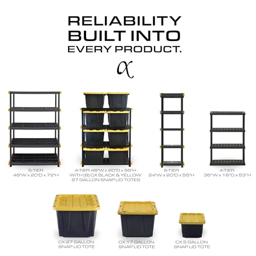 CENTREX 5-Tier Heavy Duty Plastic Storage Shelves for Garage, 2 Pack - style: 5-Tier (2 Pack)