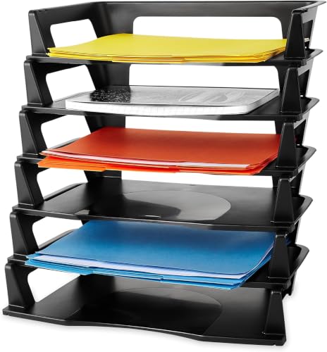 Rubbermaid Regeneration Letter Tray, Six Tier, Plastic, Black (86028),A4-Size documents and folders (Pack of 6) - size: A4-size documents and folders (Pack of 6)