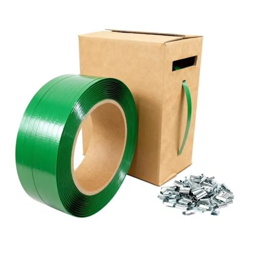 PET Packaging Banding Strapping Roll - 1017' x 5/8" Pallet Strap Coil - color: Green