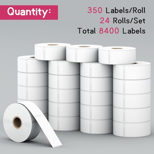 24 Rolls, 8400 Address Labels Replacement for DYMO 30252 (1-1/8" x 3-1/2") - size: 1-1/8" x 3-1/2" | 30252-24 Rolls