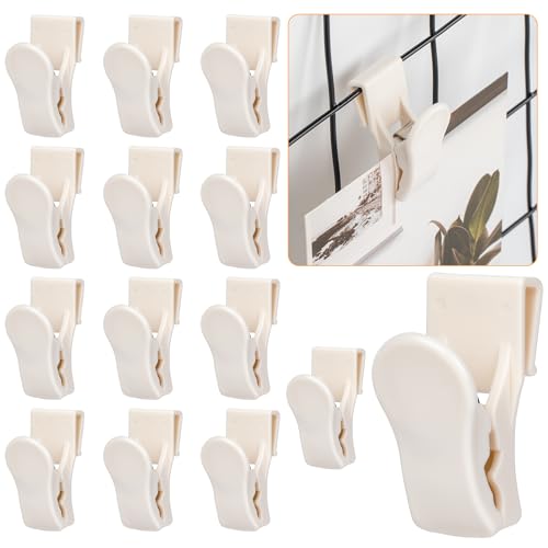 14 PCS Grid Wall Accessory Hooks Siding Clips to Hang Things Wall - color: White 14PCS