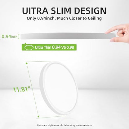 hykolity 12 Inch Selectable CCT LED Round Flat Panel Light,3CCT - color: White, size: 12 inch