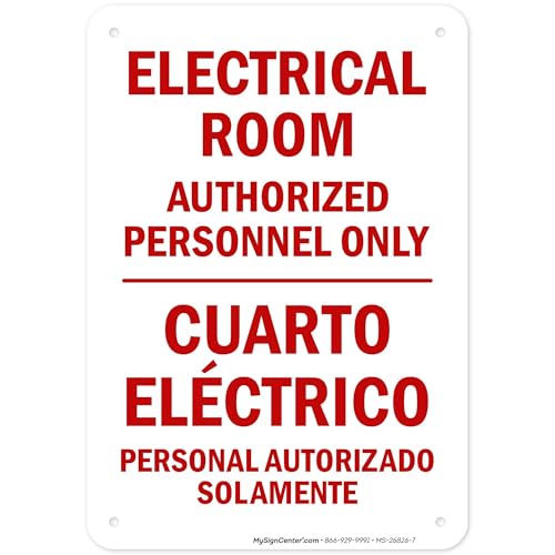 Electrical Room Authorized Personnel Only Bilingual Sign, 10x7 Inches, 55 mil thick HDPS (high density polystyrene), Made in USA by My Sign Center - size: 7x10 Polystyrene