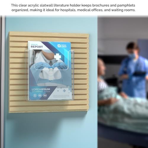 Marketing Holders 6 Pack Slatwall Document Holder 8.5" x 11" Clear Acrylic Take One Slat Wall Mount Magazine Booklet Display Advertisement Literature Rack for Professional Offices Realtor or Events