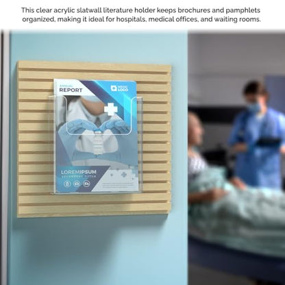 Marketing Holders 6 Pack Slatwall Document Holder 8.5" x 11" Clear Acrylic Take One Slat Wall Mount Magazine Booklet Display Advertisement Literature Rack for Professional Offices Realtor or Events