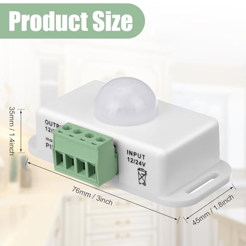 6 Pack 12V 24V PIR Sensor LED Motion Sensor Motion Detector Light Switch Body Infrared Sensing Timer Function Sign Control PIR Controllerfor Flexible LED Strip Lights(White) - color: White
