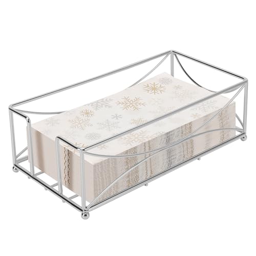Livabber Guest Napkin Holder, Metal Bathroom Paper Hand Towel Storage Modern Napkin Tray Caddy for Countertop, Table Kitchen, Dinning Room (Chrome, Metal Base) - color: Chrome