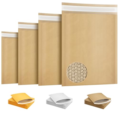 Kraft Bubble Mailers 9.5 x 13.5 Inch Natural Brown, Padded Envelopes Self Seal, Pack of 100, Bubble Lined Kraft Paper Mailing Envelopes for Shipping - color: Brown, size: 9.5" x 13.5" / 100 Pack