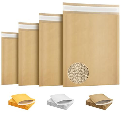 Kraft Bubble Mailers 7.25 x 11 Inch Natural Brown, Padded Envelopes Self Seal, Pack of 100, Bubble Lined Kraft Paper Mailing Envelopes for Shipping - color: Brown, size: 7.25" x 11" / 100 Pack