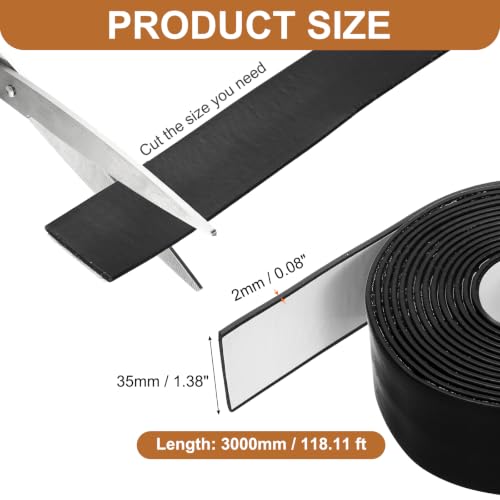 Smoke Fire Seal Strip 9.8Ft 35mm/1.38" Wx 2mm/0.08" T Black - color: Black, size: 9.8FT x 35mm / 1.38" W x 2mm / 0.08" T