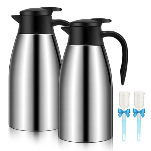 68oz Coffee Carafe Insulated, Coffee Carafe for Keeping Hot, 2 Pack Silver - color: Silver Silver