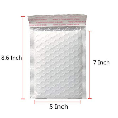 5x7 Inch White Poly Bubble Mailers Small Self-Sealing Shipping Bags 50 Pack - size: 5X7 Inch