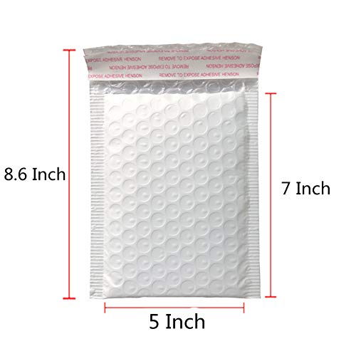 5x7 Inch White Poly Bubble Mailers Small Self-Sealing Shipping Bags 50 Pack - size: 5X7 Inch