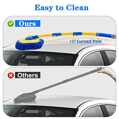Mveqrrn Scratch-Free Car Wash Brush, Extendable Long Handle Mop (Blue) - color: Blue-002