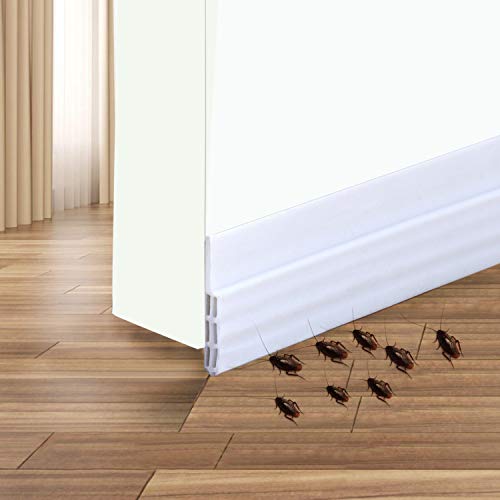 Door Draft Stopper Door Sweep Weather Stipping - Camel Home Self Adhesive Door Seal Soundproof Under Door Bottom Seal Strip Rubber Energy Saver Insulasion Weatherproof, 2" W X 39" L (White) - color: White1