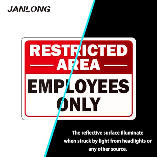 5 Pack Restricted Area- Employees Only Sticker Signs, 10" x 7" Self-Adhesive Vinyl Employees Only Sign Decal, Weatherproof, UV Resistant-Indoor and Outdoor