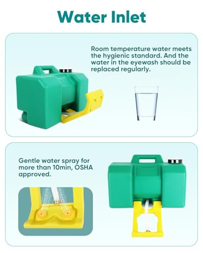 Portable Eyewash Station 8 Gallon, OSHA Approved Eye Wash Station for Wall, Gravity Fed Emergency Eye Wash Station with 15 Minute Flush, Portable Eye Wash Station for Construction Site Lab Garage