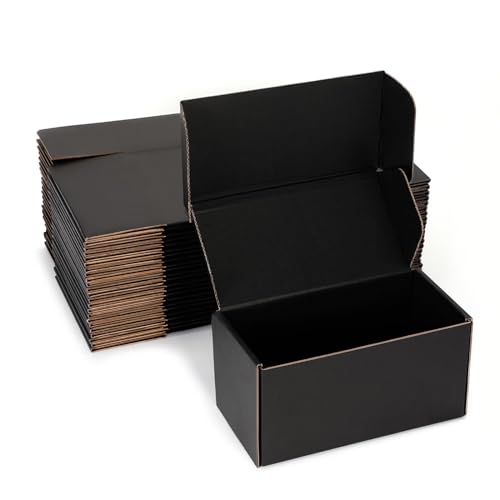 Small Shipping Boxes 8x4x4 Inch (25 Pack) - Sturdy Black Corrugated Cardboard Boxes for Small Business, Ecommerce, Mailing & Packaging | Recyclable Gift & Storage Boxes - color: Black, size: 8x4x4 inch