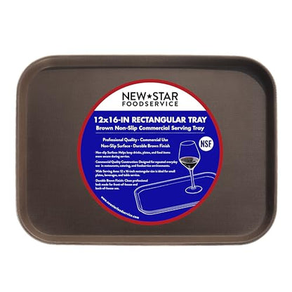 New Star Foodservice Restaurant Grade Non-Slip Tray, Plastic, Rubber Lined, Rectangular (Brown, 12-Inch x 16-Inch) - color: Brown, size: 12-Inch x 16-Inch