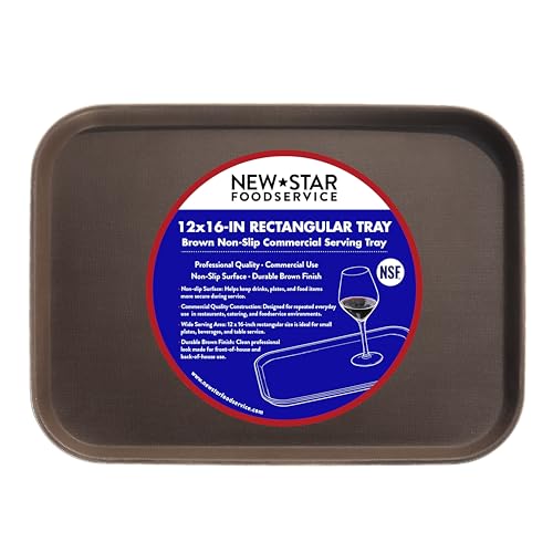 New Star Foodservice Restaurant Grade Non-Slip Tray, Plastic, Rubber Lined, Rectangular (Brown, 12-Inch x 16-Inch) - color: Brown, size: 12-Inch x 16-Inch
