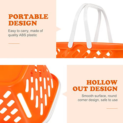 NUOBESTY 2 Pack Pretend Play Shopping Baskets - Kids Grocery Toy Basket with Handles for Imaginative Play, Toy Kitchen & Supermarket Role
