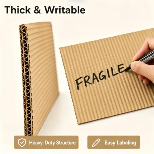 Corrugated Cardboard Roll, 24 x 400 Inches Single Face Brown cardboard Roll for Gardening, Packing & Floor Protection, Cardboard sheets for Moving, Crafts