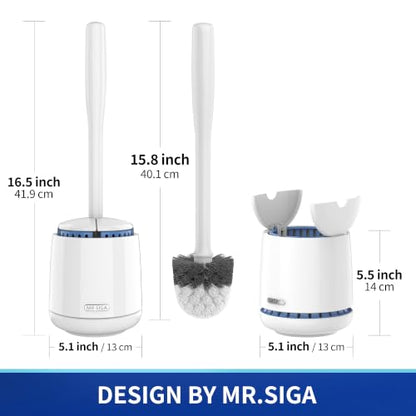 MR.SIGA Toilet Bowl Brush and Holder, Sturdy Long Handle, White, 12 Pack - color: White, size: One Size (Pack of 12)