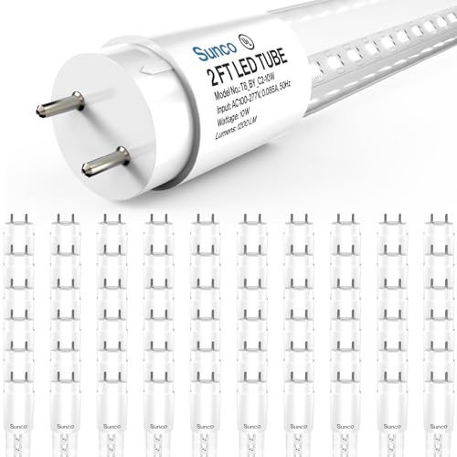 Sunco 60 Pack 2 Foot T8 LED Tube Light Bulbs, 10W, 5000K, Ballast Bypass - size: 60 Pack