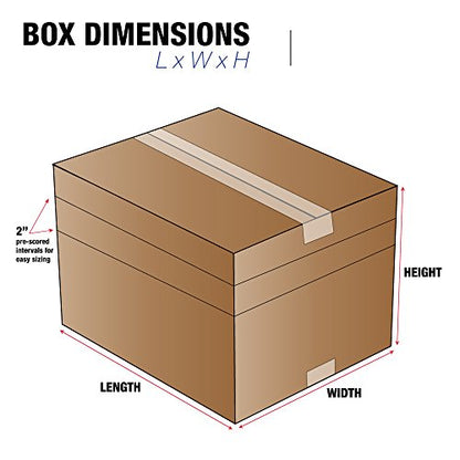 Tape Logic Shipping Boxes Multi-Depth 12"L x 10"W x 8"H, 25-Pack | Corrugated Cardboard Box for Packing, Moving and Storage - size: 12 x 10 x 8"