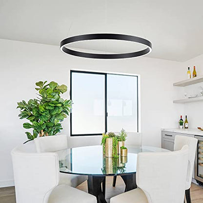 MADEM Modern Black LED Pendant 1-Ring Circular Contemporary Chandelier - color: Black, size: 1 Ring