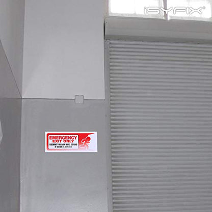 iSYFIX Emergency Exit Only Stickers, 10x4 Inch, 3 Pack - color: RED & WHITE, size: Medium