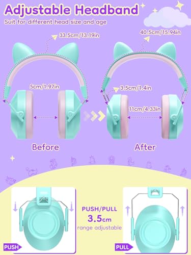 Dr.meter Noise Cancelling Headphones for Kids Adults Toddler Ear Protection - color: Cat Lake Green