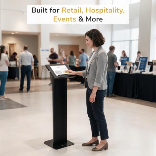 Mount-It! Anti-Theft iPad Floor Stand, Locking Kiosk Enclosure, Black - color: Black