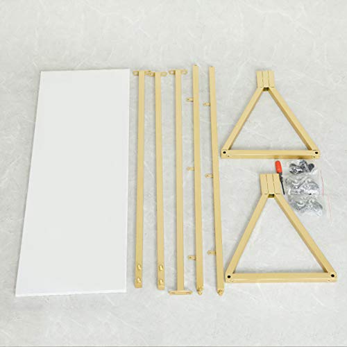 Clothing Store Modern Simple Metal Rolling Garment Rack with Wheels,Retail Display Rack with Wood, Single Rod Floor-Standing Hangers Dress Clothes Shelves (Gold Square Tube, 47.2 L)