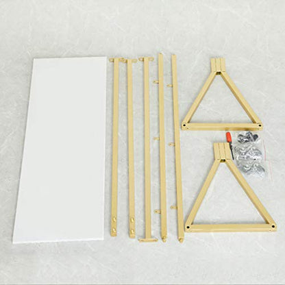 Clothing Store Modern Simple Metal Rolling Garment Rack with Wheels,Retail Display Rack with Wood, Single Rod Floor-Standing Hangers Dress Clothes Shelves (Gold Square Tube, 47.2 L)