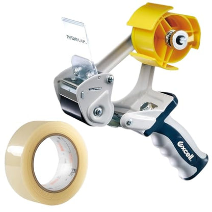 ICO by Excell Anti-Backflow Metal Packaging Tape Dispenser (2" Wide) for Packaging, Transportation, Moving, and Box Sealing. Includes 1 Tape Roll