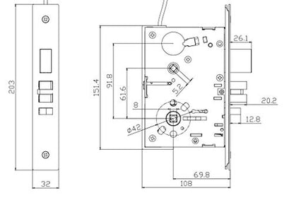 Commercial Heavy Duty Mortise Lock Escutcheon Plate Handle Set for Entrance/Office Front Door F20 - color: Escutcheon Plate / Entry