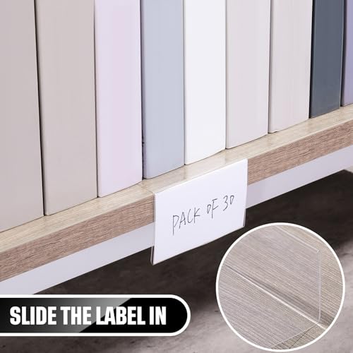 Containlol 30 Pcs PVC Shelf Label Holders with Insert Card, 6.5x3.6x2.4'' - size: 6.5x3.6x2.4''