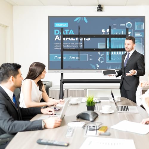 Interactive Whiteboard Portable Stand for 55"-86" Smart Board, Four Lockable Wheels, Sleek Design for The Modern Office or Classroom - size: 55-86 Inch