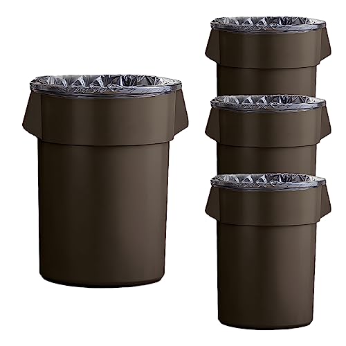 Set of 4 Round Commercial Trash Can 44 Gallon, Industrial Recycling Bin, Durable Garbage Can, Safe Food Container, Ingredient Bin (Brown) - color: Brown