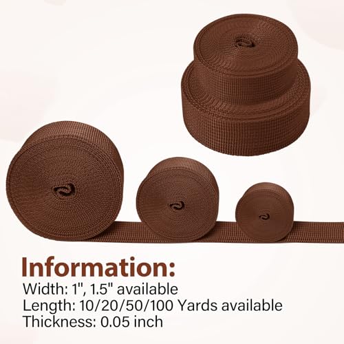 Polypropylene Webbing 1 Inch 1.5 Inch Nylon Webbing Straps Poly Strapping - color: Brown, size: 1 inch x 10 yards