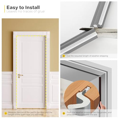 Ravinte Weather Stripping Door Seal, Q-Shaped Kerf Foam Strip, 26 FT, Grey - color: Gray, size: 26 Feet